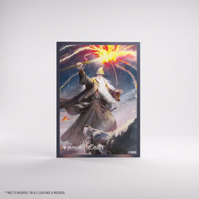 Gamegenic MTG The Hobbit premium art sleeves featuring Gandalf and shadow imagery, designed for Magic: The Gathering cards.