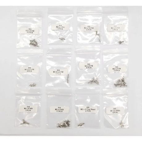 GL Racing Giulia screw set GG-S-032 with multiple silver screws on a white background for automotive repair or customization.