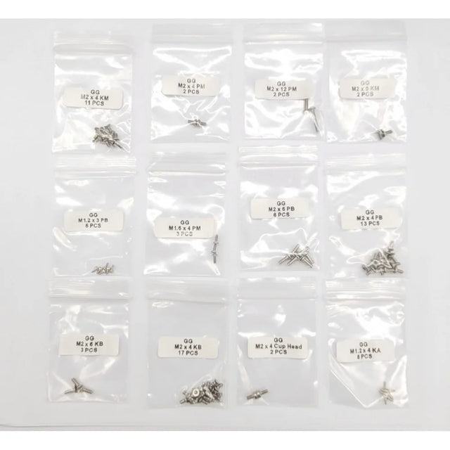 GL Racing Giulia screw set GG-S-032 with multiple silver screws on a white background for automotive repair or customization.