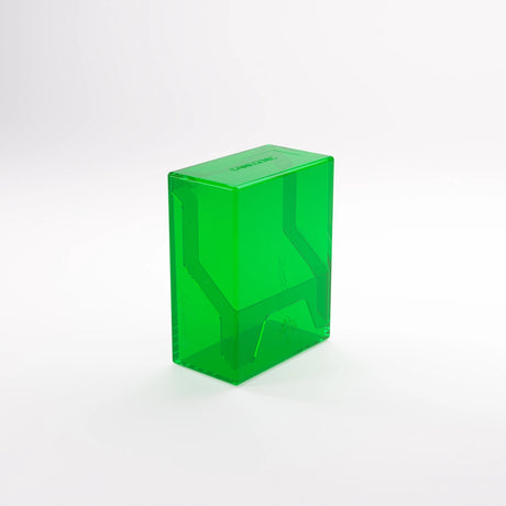 Green Gamegenic Bastion 50+ XL TCG binder with multiple card sleeves for collectible trading cards, shown open with cards inside