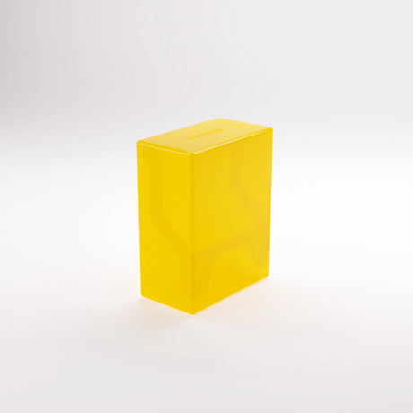 Yellow Gamegenic Bastion 50+ XL TCG binder with reinforced edges for organizing trading cards.