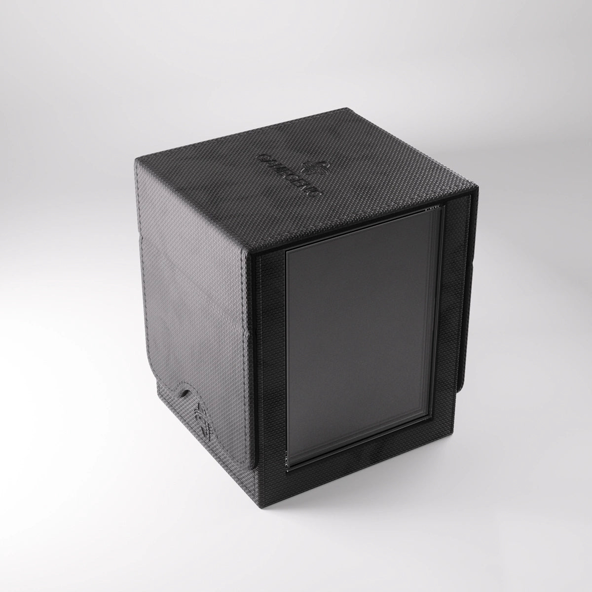 Black Gamegenic Squire Plus 100+ XL Convertible storage case for gaming accessories and cards, with adjustable compartments.