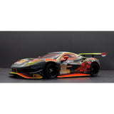 GL Racing 1/28 scale Ferrari 488 GT3 body shell, detailed Clearwater Racing design for model car enthusiasts.