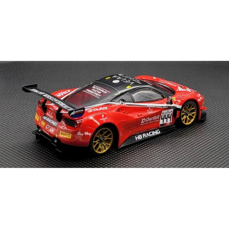 GL Racing 1/28 HB Racing Ferrari 488 GT3 body, 98mm scale, detailed red RC car body for racing models.