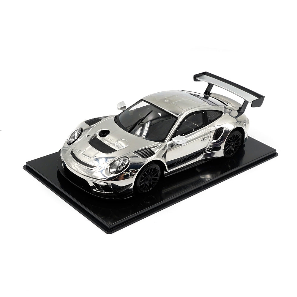 Silver GL Racing Porsche 911 GT3 1/28 scale RC car body with detailed design and 98mm length for remote control racing.