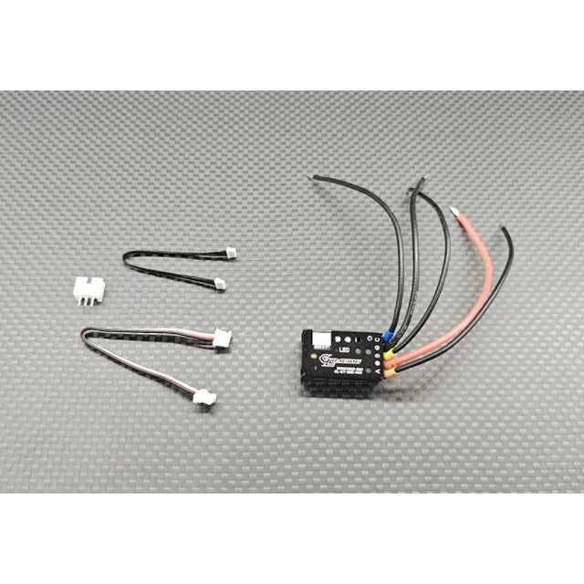GL Racing 32-bit brushless sensored ESC for RC cars, featuring compact design and high-performance electronic speed controller.