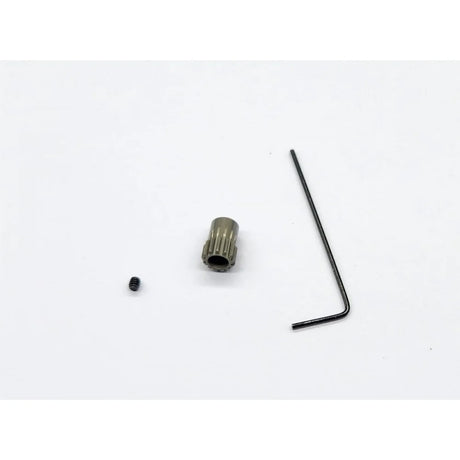 GL Racing GL-GTR aluminium 64P 13T pinion gear, precision-machined for RC cars, shown in close-up view.
