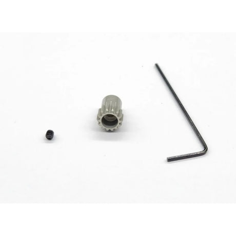 GL Racing GL-GTR aluminium 64P 14T pinion gear, silver alloy with precise teeth for RC car performance.