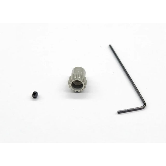 GL Racing GL-GTR aluminium 64P 14T pinion gear, silver alloy with precise teeth for RC car performance.