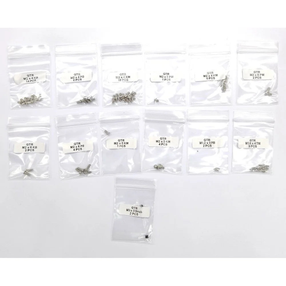 GL Racing GL-GTR Screw Set with multiple silver screws for gaming controller repair or assembly, detailed close-up image.
