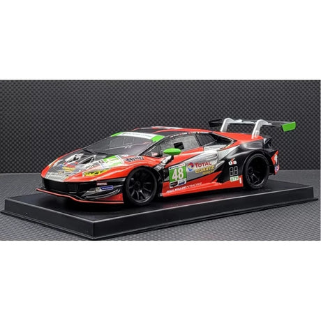 GL Racing 1/28 scale Silver and Red LBO GT3 body with 98mm size, detailed RC car body for racing and hobby use.