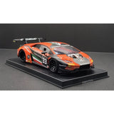 Orange LBO GT3 body by GL Racing for 1/28 scale RC cars, featuring detailed aerodynamic design and clear window sections.