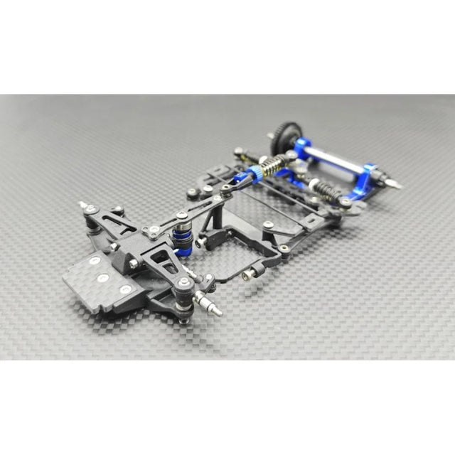 Detailed image of GL Racing 1/28 LMP2 Chassis model showing intricate details and realistic design of the race car scale model.