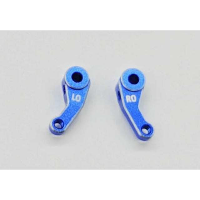 Aluminum steering knuckle for LMP2 race car by GL Racing, with 0° angle, shown on a white background.