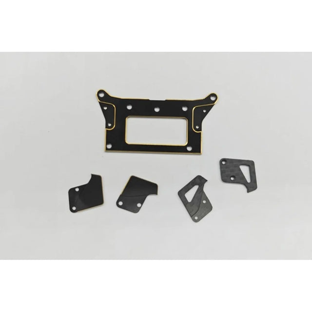 GL Racing LMP2 hybrid motor mount plate set with metal components for race car engine support and stability.