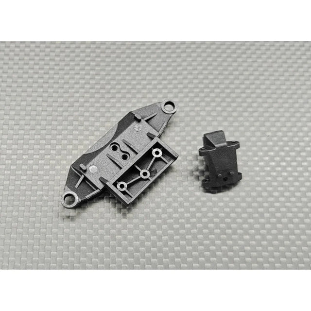 GL Racing LMP2 front arm holder and lower arm assembly, automotive suspension component, detailed metal parts for race car.