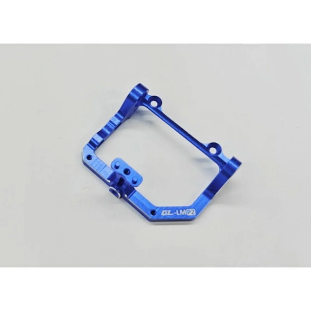 GL Racing LMP2 aluminum motor mount for race cars, shown with mounting holes and sturdy construction in the image.