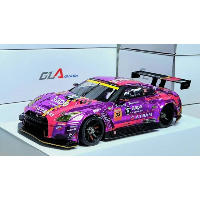 GL Racing 1/28 Aape Nissan GT3 body with 98mm size, detailed scale model car body for RC racing vehicles.