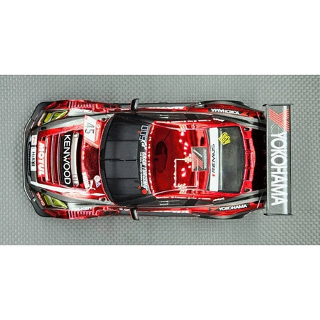 GL Racing Kenwood Nissan GT3 1/28 scale body shell, 98mm length, detailed model for RC car racing.