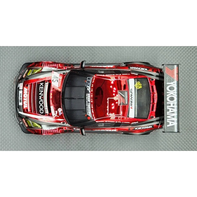 GL Racing Kenwood Nissan GT3 1/28 scale body shell, 98mm length, detailed model for RC car racing.