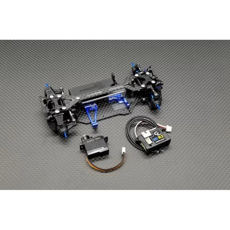 GL Racing GLA-V2.1 1/27 scale 4WD RC car chassis with 98mm wheelbase, shown in a detailed close-up view.
