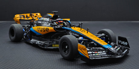 Detailed image of a GL Racing 1/28 scale Formula One chassis model showing intricate design and construction details.
