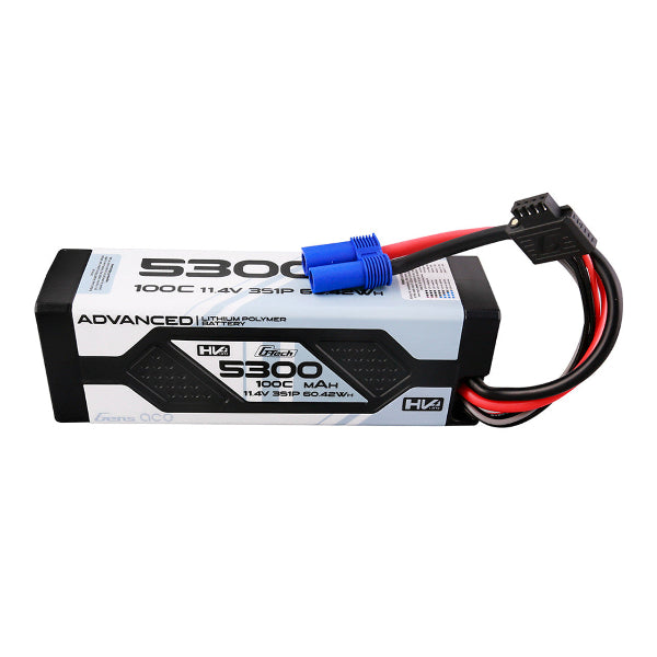 Gens Ace 5300mAh 3S 100C G-Tech LiPo battery pack with EC5 connector, designed for high-performance RC hobby applications