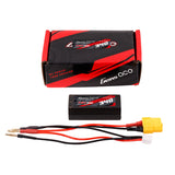 Gens Ace 340mAh 2S 60C HV LiPo battery with XT60 connector for RC models, showing the compact, high-voltage lithium polymer pack.