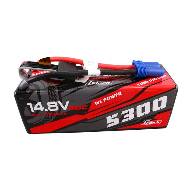 Gens Ace 5300mAh 4S 60C hardcase G-Tech LiPo battery with EC5 connector for RC models.