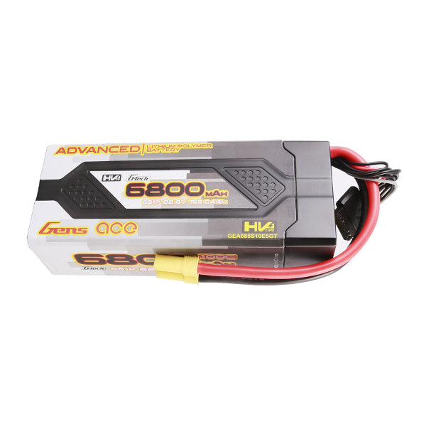 Gens Ace 6800mAh 6S 100C G-Tech LiPo battery with hard case and EC5 connector for RC models and high-performance applications.