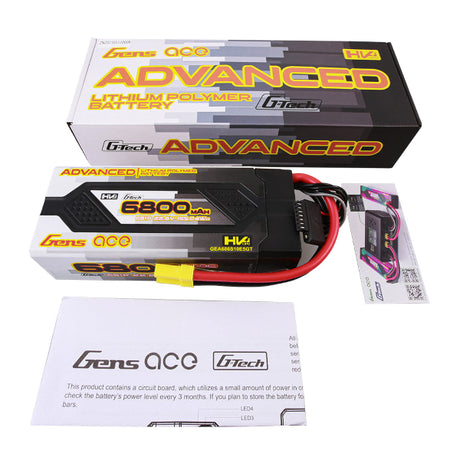 Gens Ace 6800mAh 6S 100C G-Tech LiPo hardcase battery with EC5 connector for RC models and high-performance power.