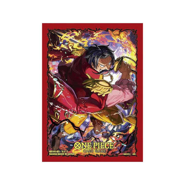 Bandai One Piece TCG official sleeves set featuring Gol D. Roger character design, with 12 collectible card sleeves.