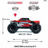 ARRMA 1/18 Granite GROM 4x4 RTR brushed monster truck with rugged tires and detailed body, ready for off-road adventures.