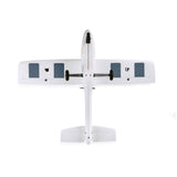 HobbyZone AeroScout S 2 1.1m RC airplane with SAFE technology, ready-to-fly, shown in flight with wings and body visible.
