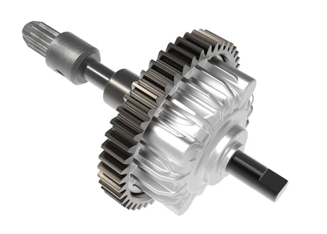 Traxxas assembled heavy-duty metal center differential for RC cars, showing detailed metal gear components.
