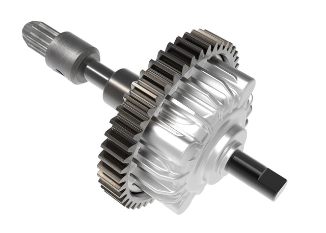 Traxxas assembled heavy-duty metal center differential for RC cars, showing detailed metal gear components.
