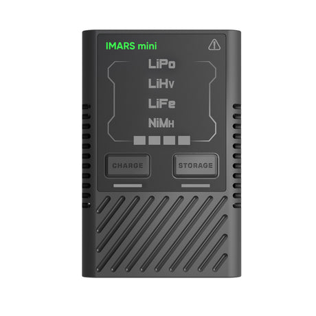 Gens Ace iMARS Mini G-Tech 60W RC car battery charger with digital display and compact design for fast charging.