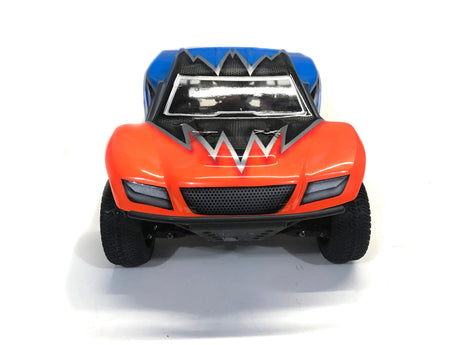 RC car body by Phat Bodies, Raptor SCT 225mm wheelbase, featuring sleek design and detailed graphics for remote control vehicle.