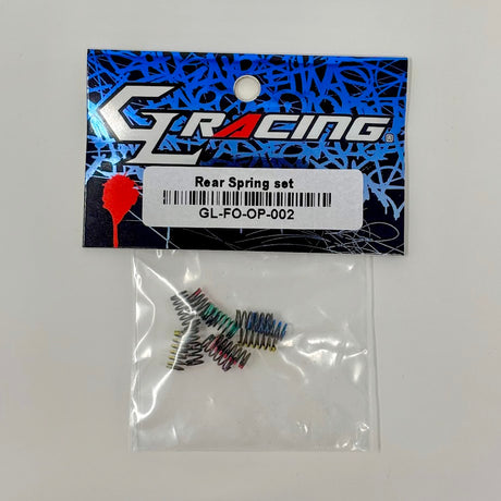 GL Racing Formula One rear spring set showing four black coil springs with metal coils and mounting ends.