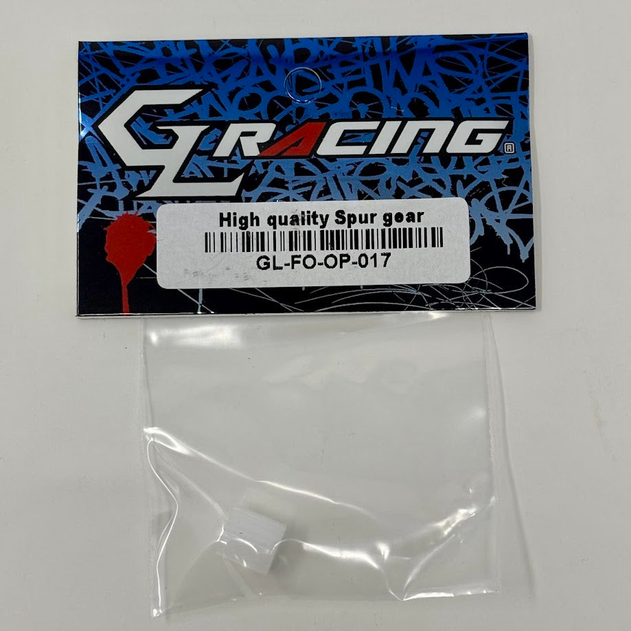 High-quality GL Racing Formula One spur gear with precise teeth, designed for high-performance racing model cars.