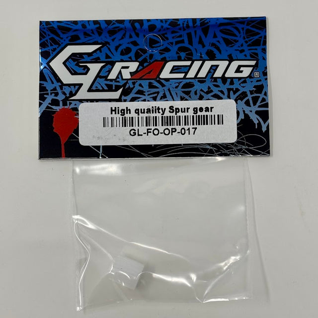 High-quality GL Racing Formula One spur gear with precise teeth, designed for high-performance racing model cars.