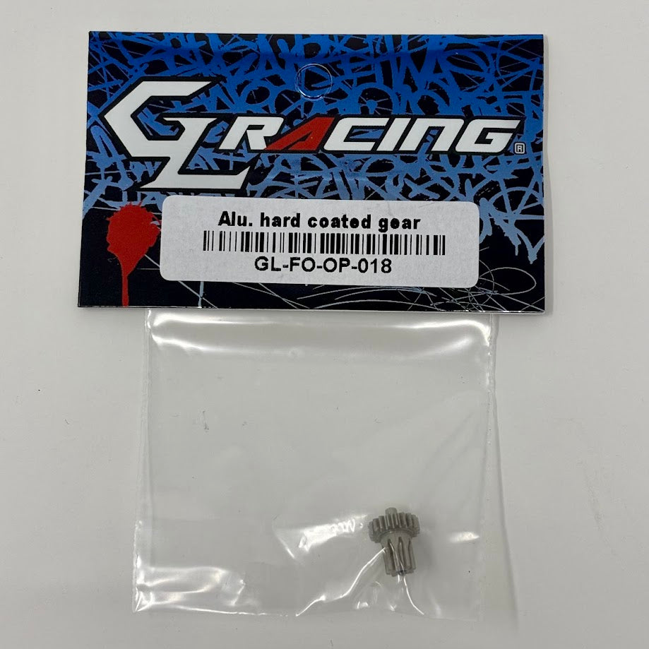 GL Racing GL Formula One aluminum hard-coated gear with precise machining and durable finish, showcased in the image.