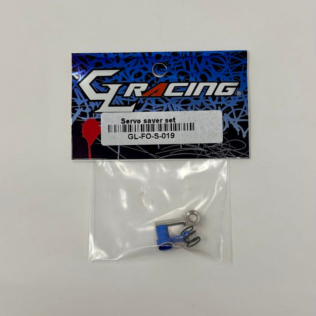 GL Racing Formula One servo saver set with detailed components, designed for high-performance RC car steering systems.