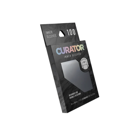 Orange Nebula Curator inner sleeves in a box, designed to protect and organize trading cards or game components.