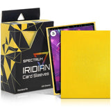 Yellow Iridian Matte Standard Sleeves by BCW, 100-count pack, showing smooth matte finish and transparent card sleeves for collectible cards.