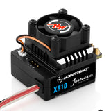 Hobbywing XERUN XR10 Justock G3S RC car ESC with JST connector, compact black electronic speed controller for RC racing vehicles.