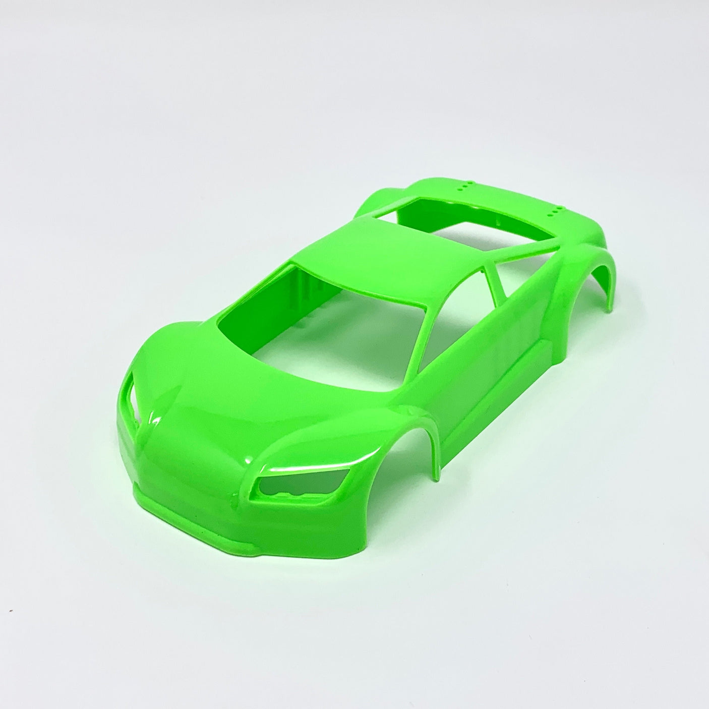 Neon green Jomurema GT01 car body with sleek aerodynamic design, shown from a side angle on a plain background.