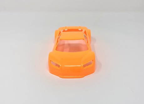 Jomurema GT01 car body in vibrant neon orange, showcasing sleek design and glossy finish for enhanced vehicle style.
