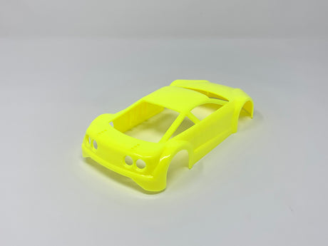 Jomurema GT01 neon yellow car body shell with sleek design and aerodynamic features, perfect for customizing a race car.