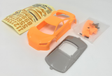 Jomurema GT01 Car Body in neon orange, designed for race cars, with sleek aerodynamic shape and vibrant color.
